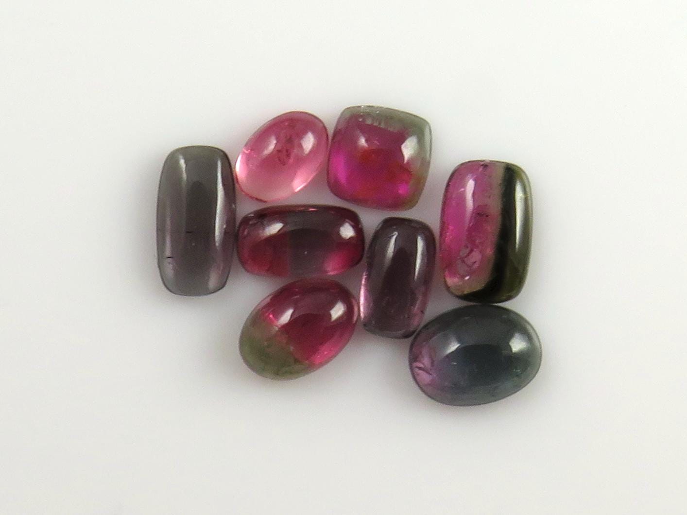 Bicolor Tourmaline Cabochon Lot | Loose Natural Gemstone | 6.5 carats | 6-8mm | TO561 - Tourmaline - GemEnthusiast