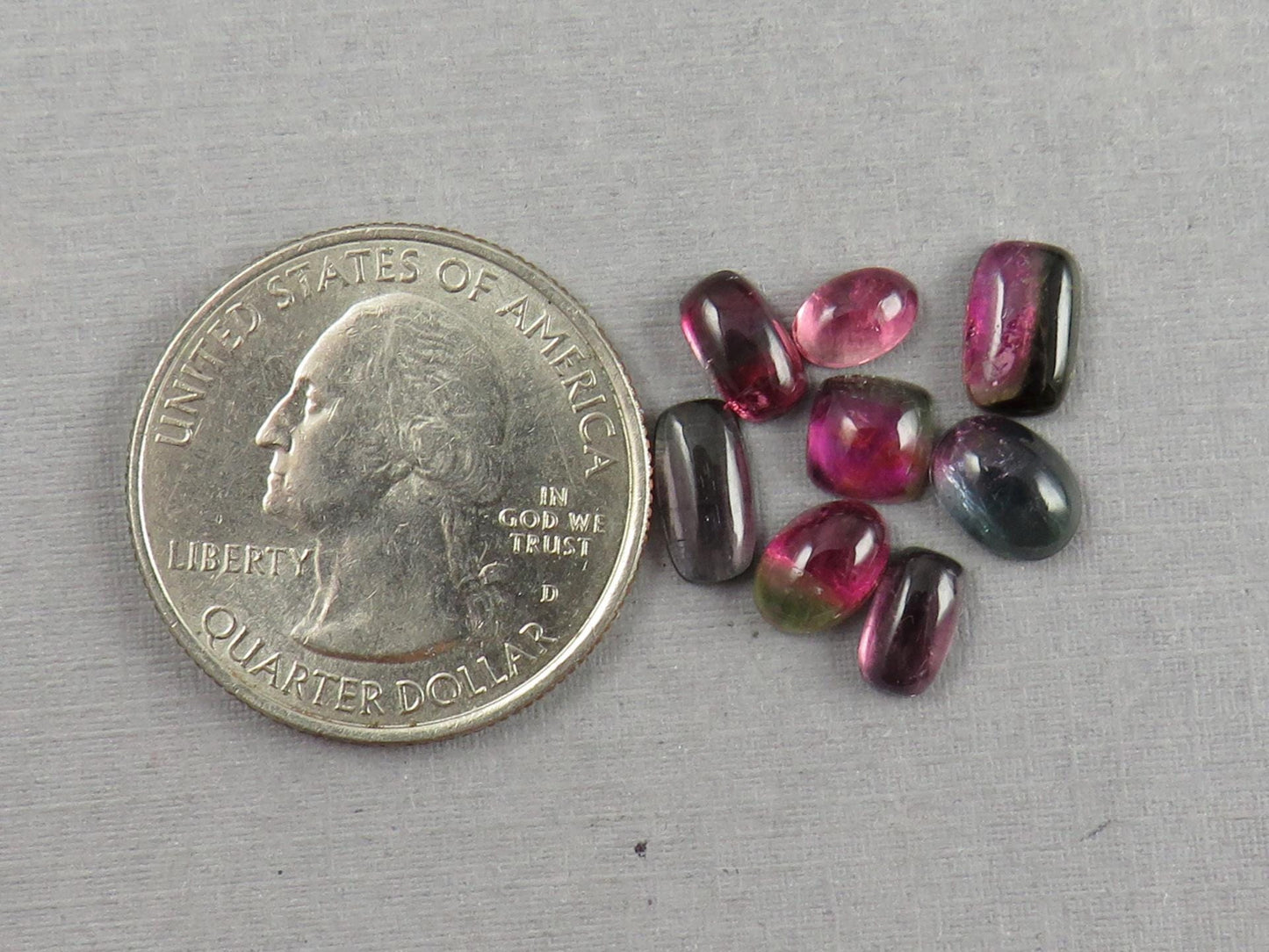 Bicolor Tourmaline Cabochon Lot | Loose Natural Gemstone | 6.5 carats | 6-8mm | TO561 - Tourmaline - GemEnthusiast