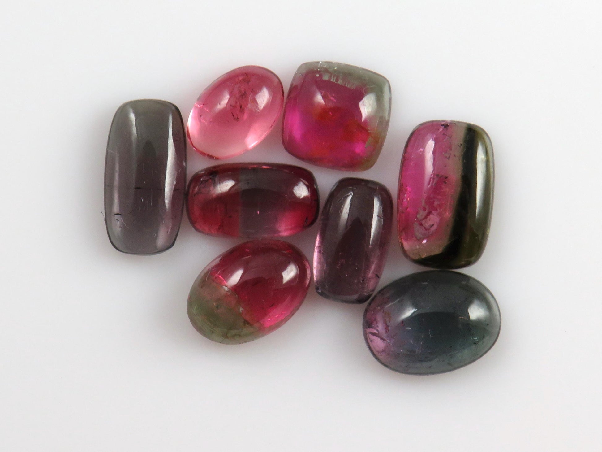 Bicolor Tourmaline Cabochon Lot | Loose Natural Gemstone | 6.5 carats | 6-8mm | TO561 - Tourmaline - GemEnthusiast