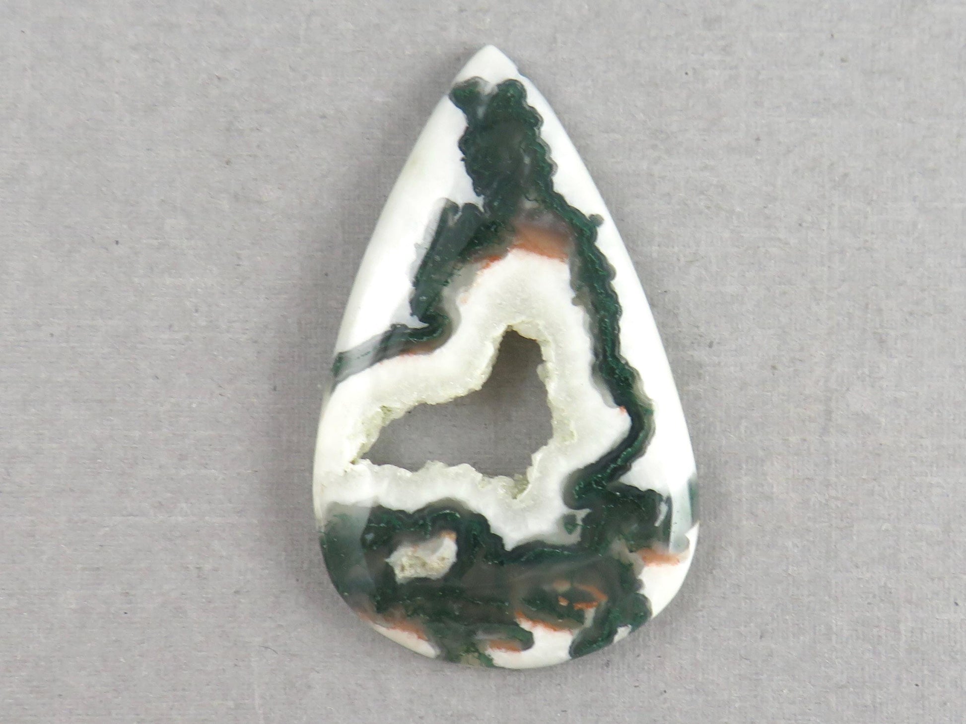 Moss Agate | 41x25x5 mm | Natural Pear Cabochon Gemstone | AG326 - Moss Agate, Chalcedony - GemEnthusiast