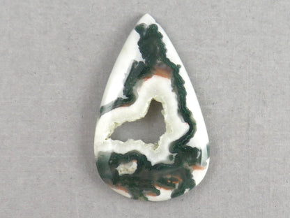 Moss Agate | 41x25x5 mm | Natural Pear Cabochon Gemstone | AG326 - Moss Agate, Chalcedony - GemEnthusiast