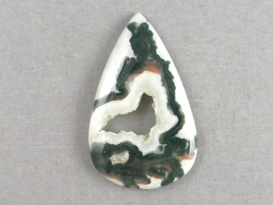 Moss Agate | 41x25x5 mm | Natural Pear Cabochon Gemstone | AG326 - Moss Agate, Chalcedony - GemEnthusiast