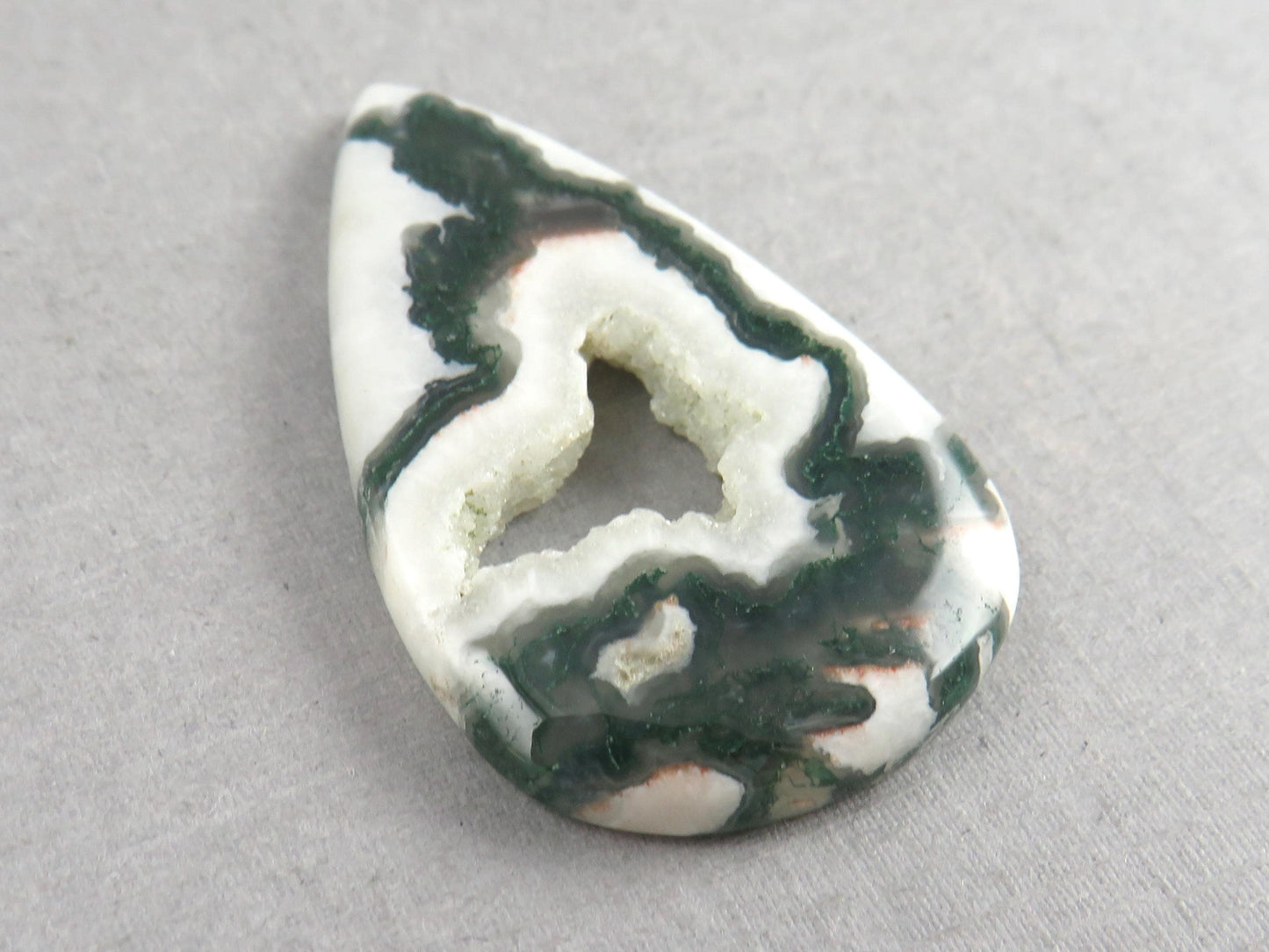 Moss Agate | 41x25x5 mm | Natural Pear Cabochon Gemstone | AG326 - Moss Agate, Chalcedony - GemEnthusiast