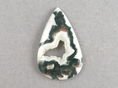 Moss Agate | 41x25x5 mm | Natural Pear Cabochon Gemstone | AG326 - Moss Agate, Chalcedony - GemEnthusiast
