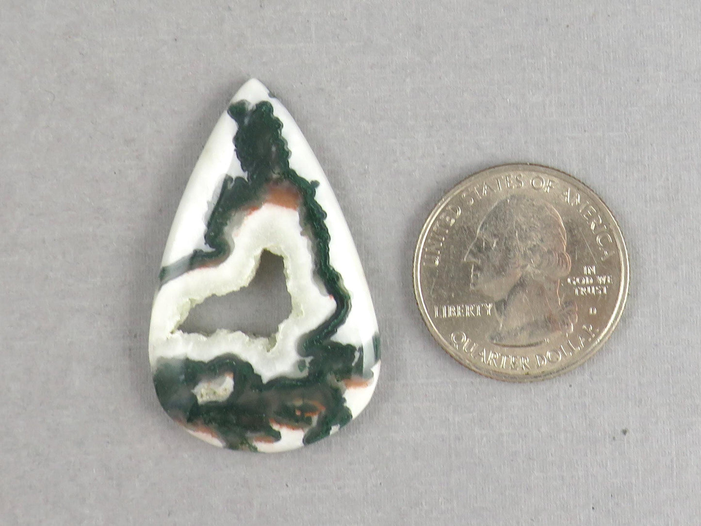 Moss Agate | 41x25x5 mm | Natural Pear Cabochon Gemstone | AG326 - Moss Agate, Chalcedony - GemEnthusiast