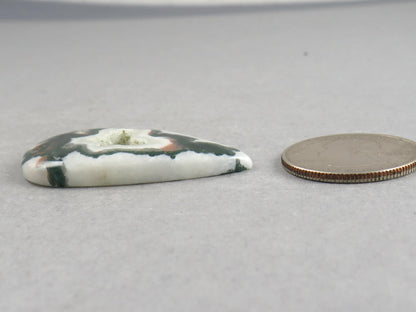 Moss Agate | 41x25x5 mm | Natural Pear Cabochon Gemstone | AG326 - Moss Agate, Chalcedony - GemEnthusiast