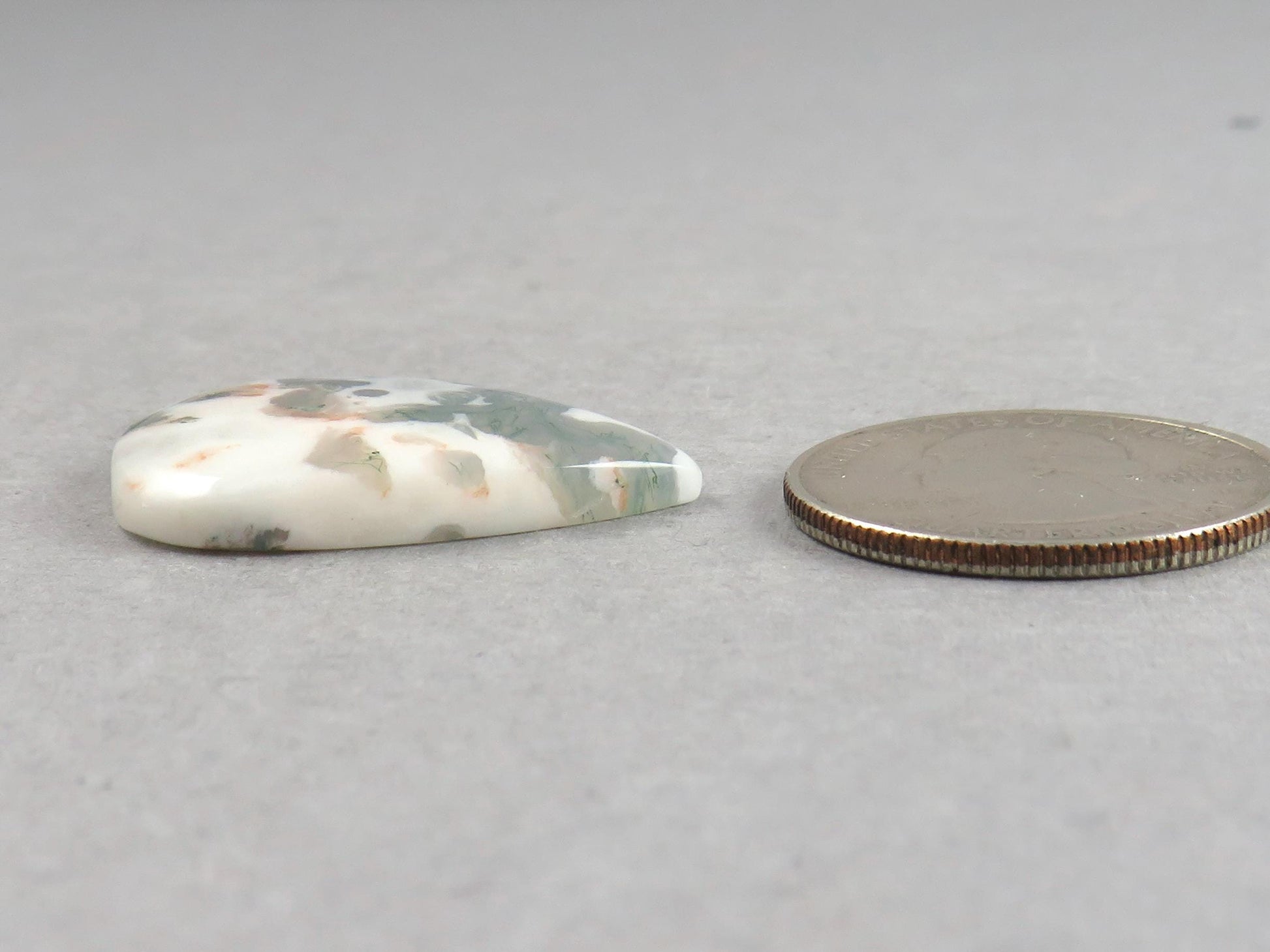 Moss Agate | 29x20x5 mm | Natural Pear Cabochon Gemstone | AG330 - Moss Agate, Chalcedony - GemEnthusiast