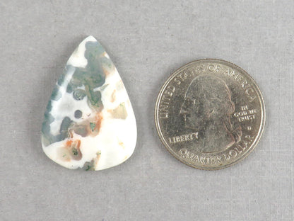 Moss Agate | 29x20x5 mm | Natural Pear Cabochon Gemstone | AG330 - Moss Agate, Chalcedony - GemEnthusiast