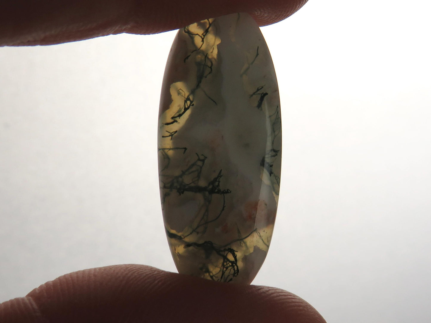 Moss Agate | 35x14x5 mm | Natural Round Cabochon Gemstone | AG328 - Moss Agate, Chalcedony - GemEnthusiast