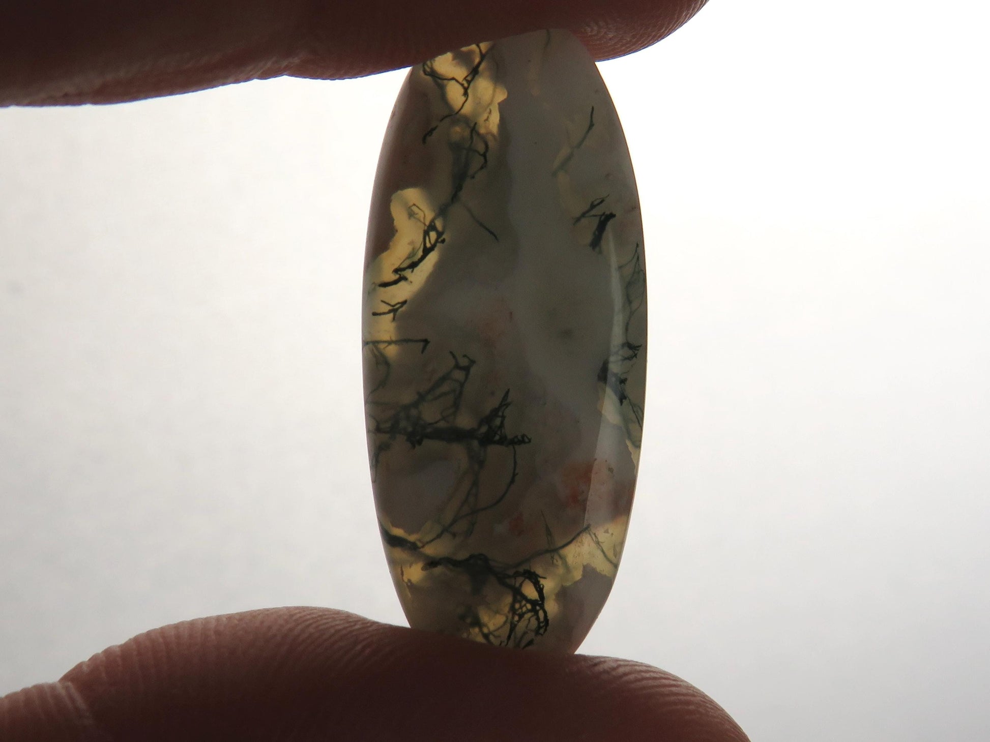 Moss Agate | 35x14x5 mm | Natural Round Cabochon Gemstone | AG328 - Moss Agate, Chalcedony - GemEnthusiast