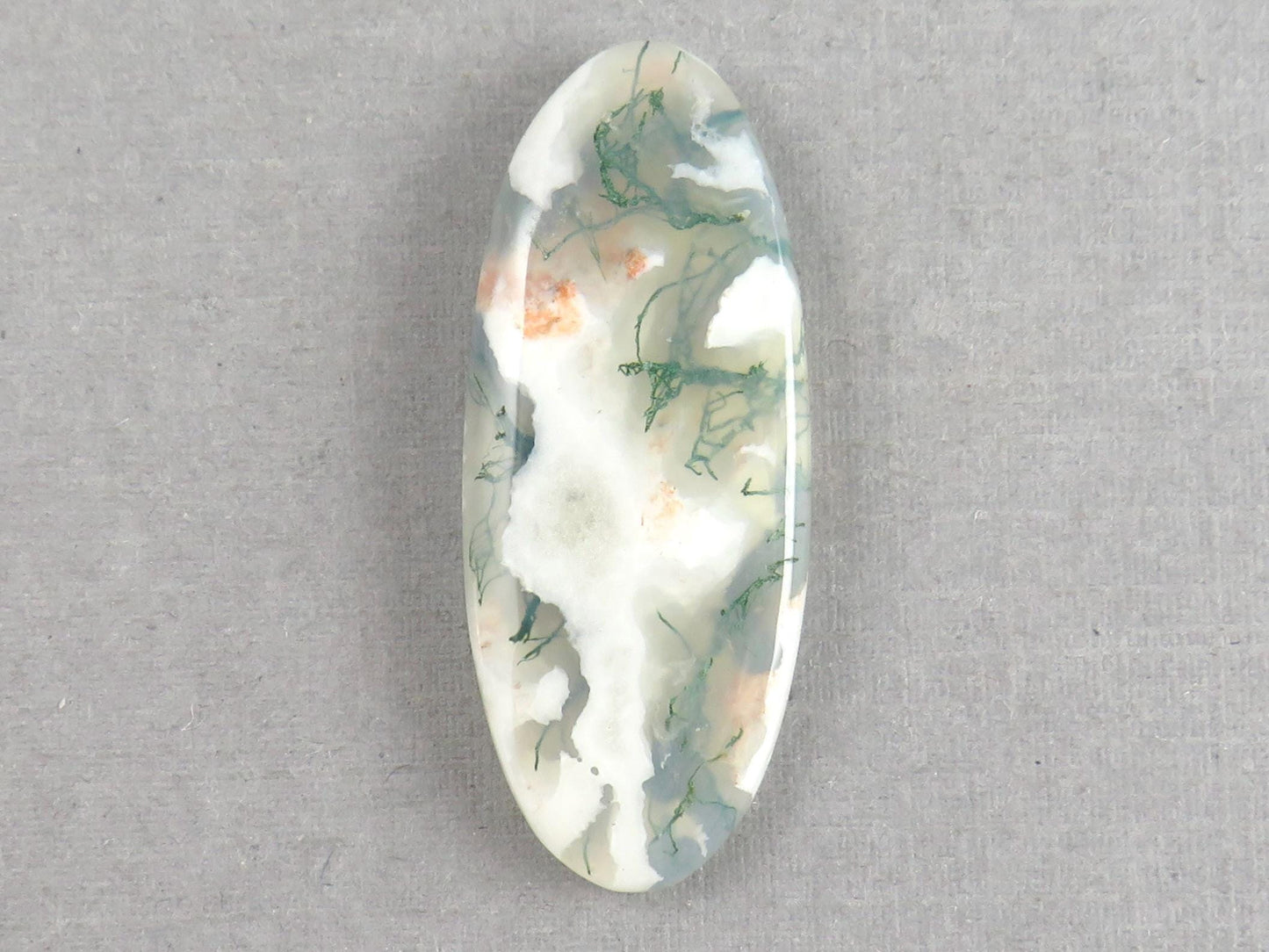 Moss Agate | 35x14x5 mm | Natural Round Cabochon Gemstone | AG328 - Moss Agate, Chalcedony - GemEnthusiast
