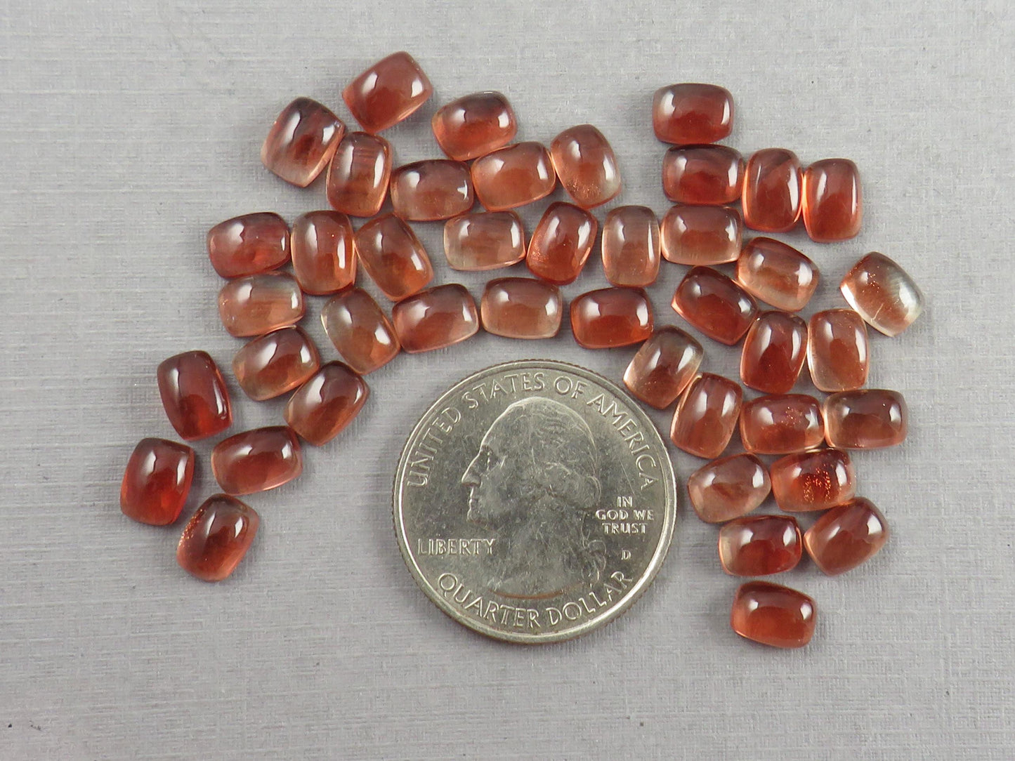 7.2 x 5.2 Oregon Sunstones Rectangle Cabochon in Red Color - Oregon Sunstone - GemEnthusiast
