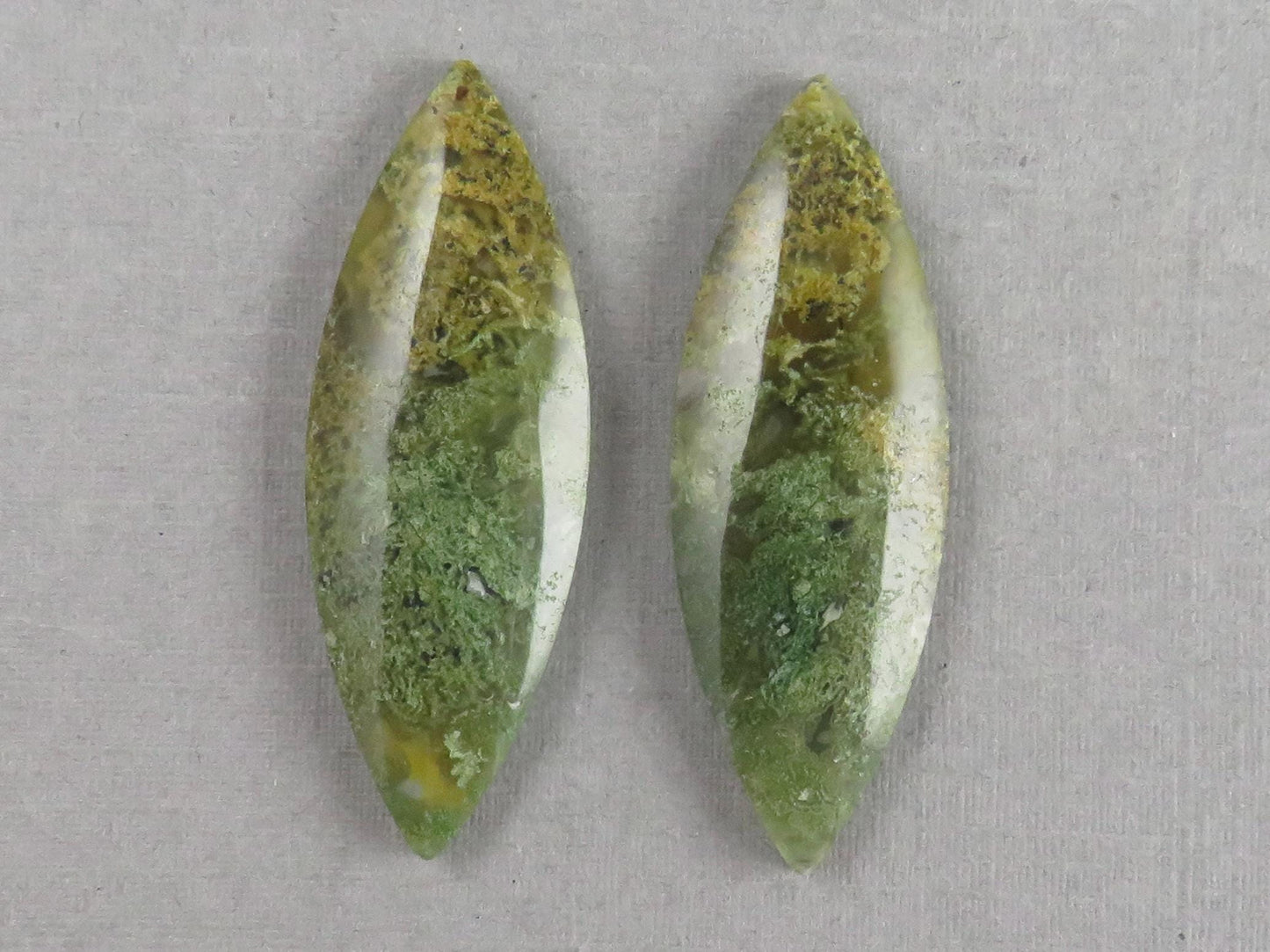 Indonesian Moss Agate Pair | Marquise Natural Loose Gemstone | Garden Agate | AG339 - Moss Agate - GemEnthusiast