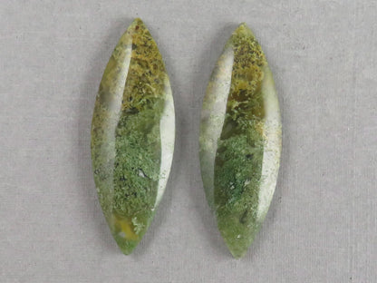 Indonesian Moss Agate Pair | Marquise Natural Loose Gemstone | Garden Agate | AG339 - Moss Agate - GemEnthusiast