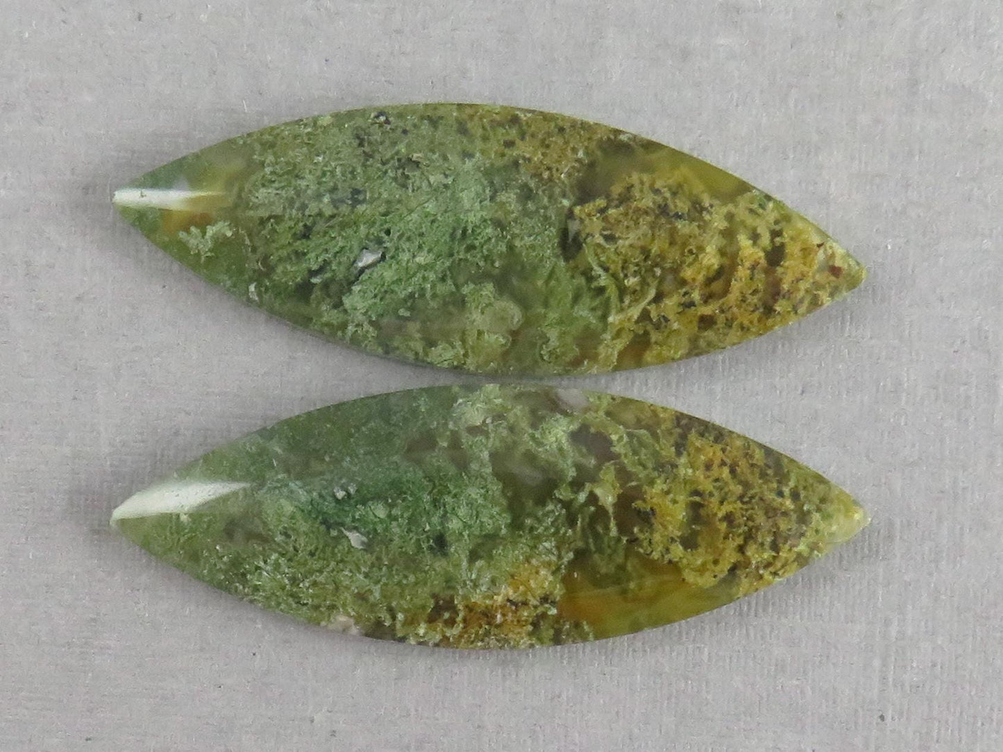Indonesian Moss Agate Pair | Marquise Natural Loose Gemstone | Garden Agate | AG339 - Moss Agate - GemEnthusiast