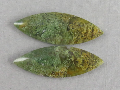 Indonesian Moss Agate Pair | Marquise Natural Loose Gemstone | Garden Agate | AG339 - Moss Agate - GemEnthusiast