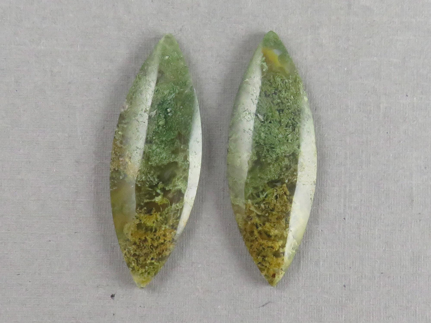 Indonesian Moss Agate Pair | Marquise Natural Loose Gemstone | Garden Agate | AG339 - Moss Agate - GemEnthusiast