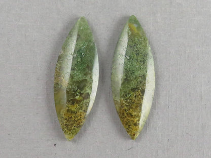 Indonesian Moss Agate Pair | Marquise Natural Loose Gemstone | Garden Agate | AG339 - Moss Agate - GemEnthusiast