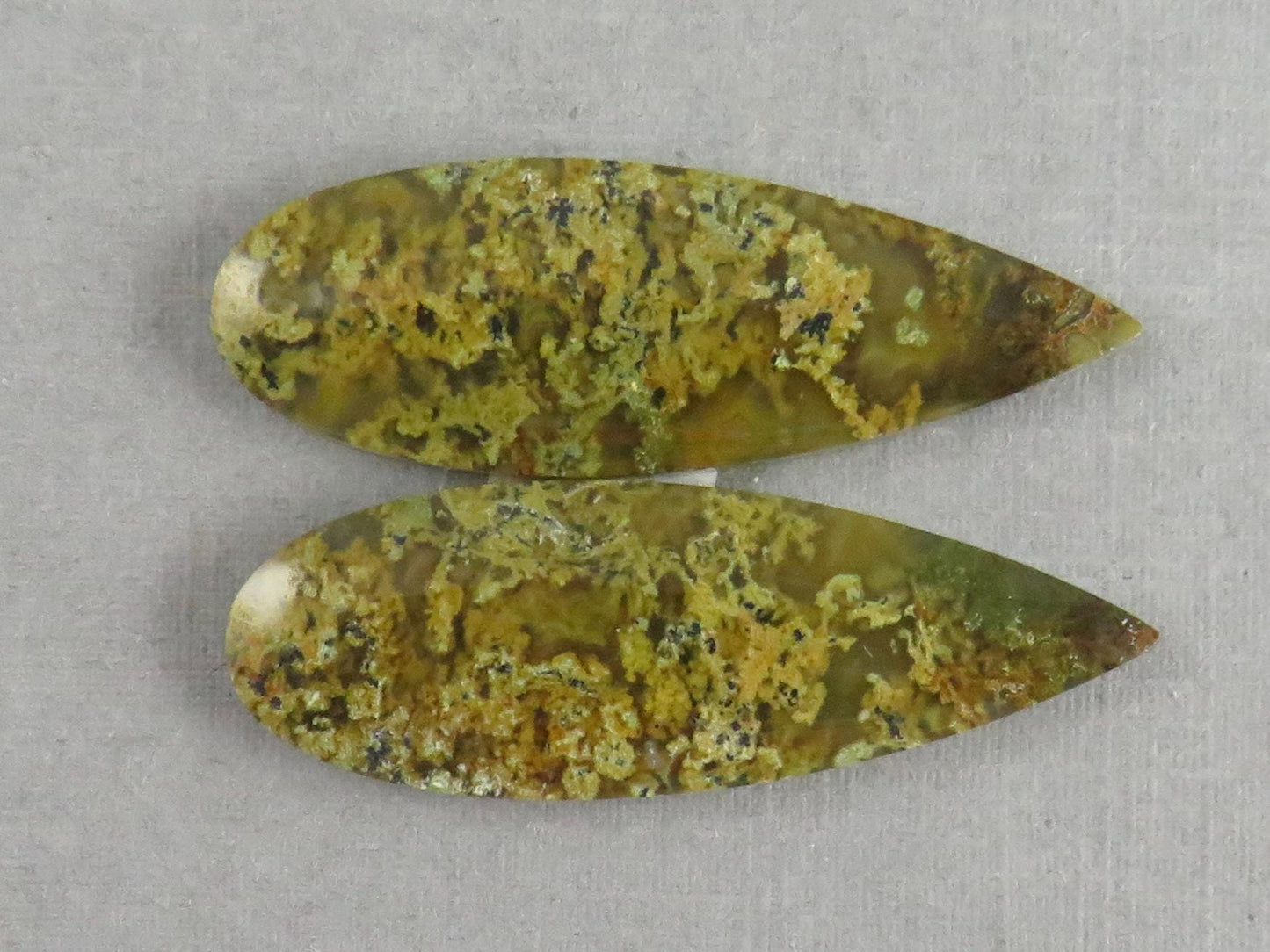 Indonesian Moss Agate Pair | Pear Natural Loose Gemstone | Garden Agate | AG339 - Moss Agate - GemEnthusiast