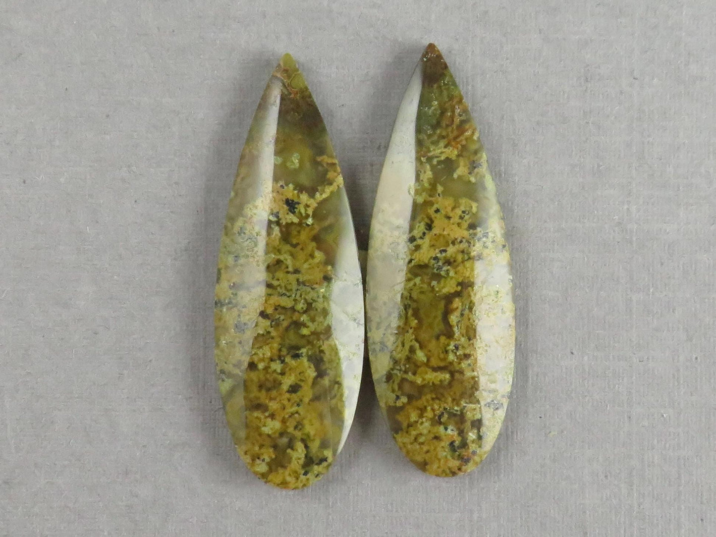 Indonesian Moss Agate Pair | Pear Natural Loose Gemstone | Garden Agate | AG339 - Moss Agate - GemEnthusiast