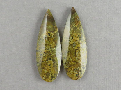 Indonesian Moss Agate Pair | Pear Natural Loose Gemstone | Garden Agate | AG339 - Moss Agate - GemEnthusiast