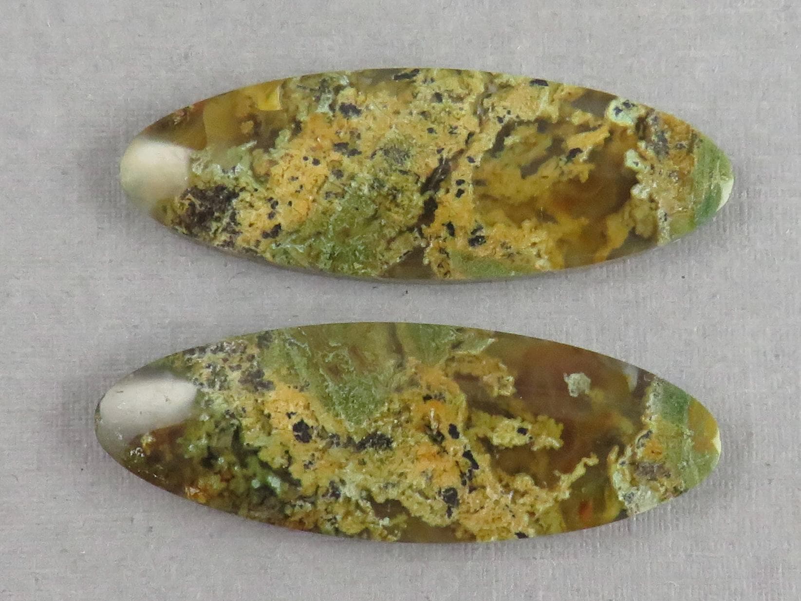 Indonesian Moss Agate Pair | Oval Natural Loose Gemstone | Dendritic Chalcedony | AG337 - Moss Agate - GemEnthusiast