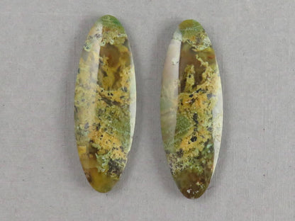 Indonesian Moss Agate Pair | Oval Natural Loose Gemstone | Dendritic Chalcedony | AG337 - Moss Agate - GemEnthusiast