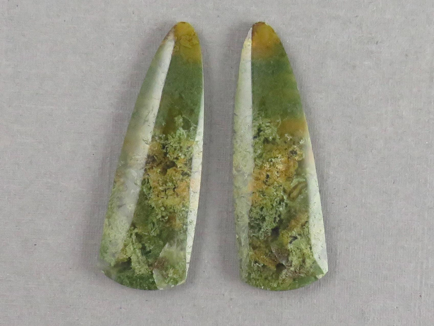 Moss Agate Pair | Natural Loose Gemstone | Dendritic Chalcedony | Indonesia | 37x12x4 | AG344 - Moss Agate - GemEnthusiast