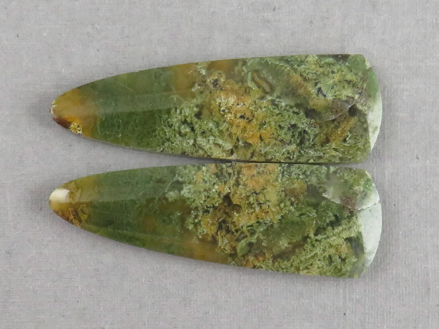 Moss Agate Pair | Natural Loose Gemstone | Dendritic Chalcedony | Indonesia | 37x12x4 | AG344 - Moss Agate - GemEnthusiast