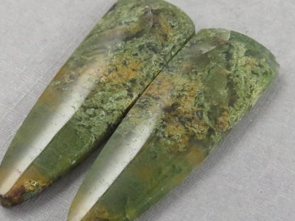 Moss Agate Pair | Natural Loose Gemstone | Dendritic Chalcedony | Indonesia | 37x12x4 | AG344 - Moss Agate - GemEnthusiast