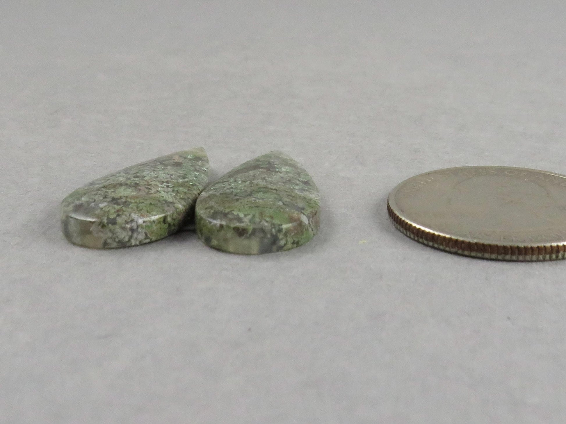 Indonesian Moss Agate Pair | Pear Natural Loose Chalcedony Gemstone | 26x13x4 | AG336 - Moss Agate - GemEnthusiast