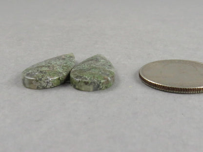 Indonesian Moss Agate Pair | Pear Natural Loose Chalcedony Gemstone | 26x13x4 | AG336 - Moss Agate - GemEnthusiast