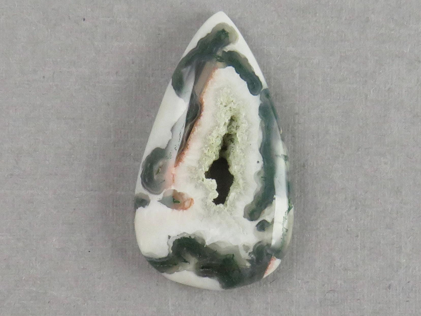 Moss Agate | 41x25x5 mm | Natural Pear Cabochon Gemstone | AG332 - Moss Agate, Chalcedony - GemEnthusiast