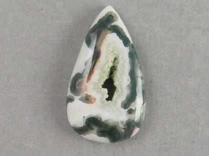 Moss Agate | 41x25x5 mm | Natural Pear Cabochon Gemstone | AG332 - Moss Agate, Chalcedony - GemEnthusiast