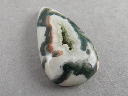 Moss Agate | 41x25x5 mm | Natural Pear Cabochon Gemstone | AG332 - Moss Agate, Chalcedony - GemEnthusiast