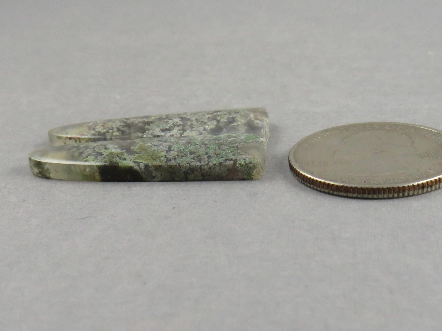 Indonesian Moss Agate Pair | Natural Loose Chalcedony Gemstone | 35x12x4 | AG343 - Moss Agate - GemEnthusiast