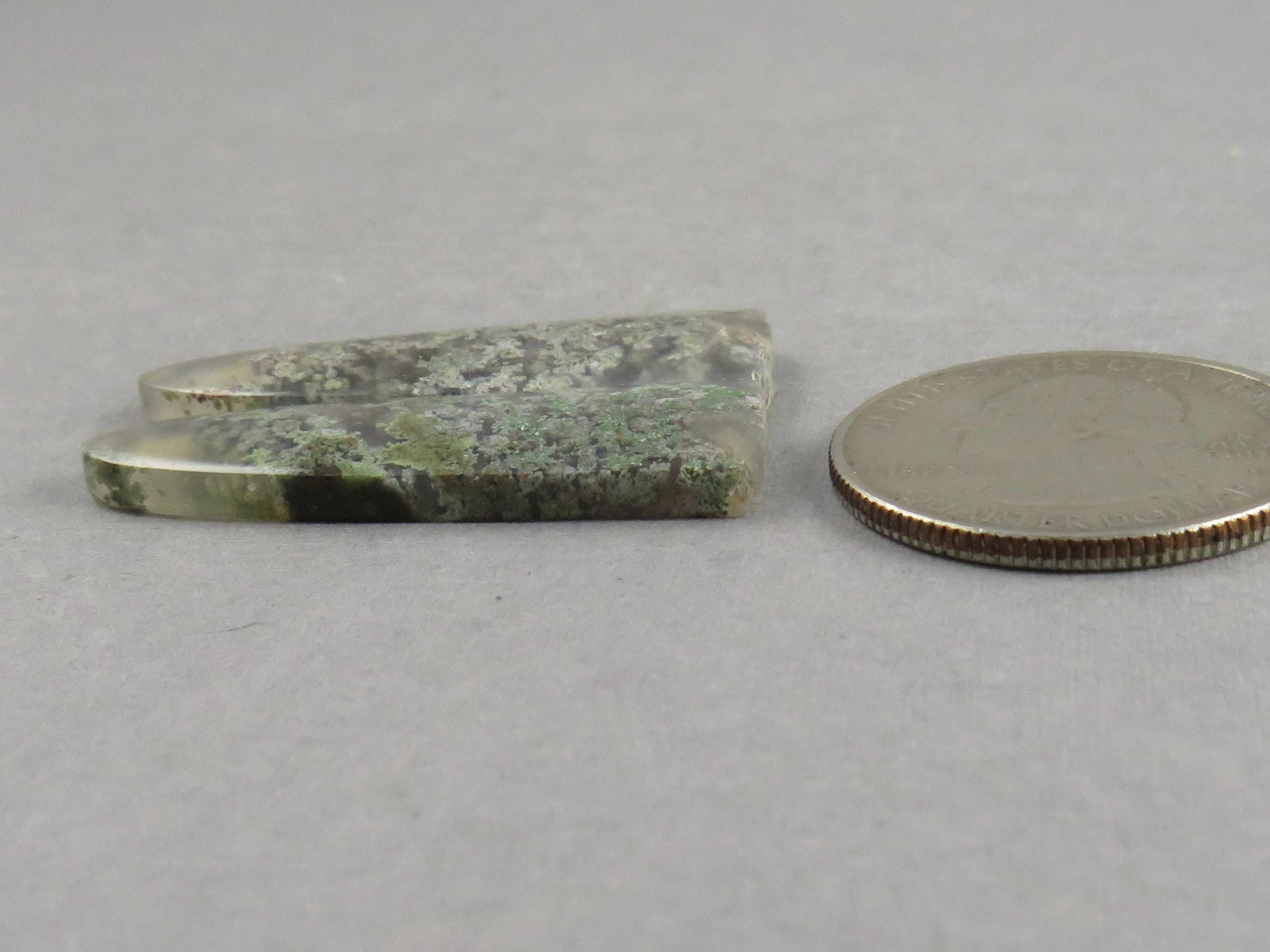 Indonesian Moss Agate Pair | Natural Loose Chalcedony Gemstone | 35x12x4 | AG343 - Moss Agate - GemEnthusiast