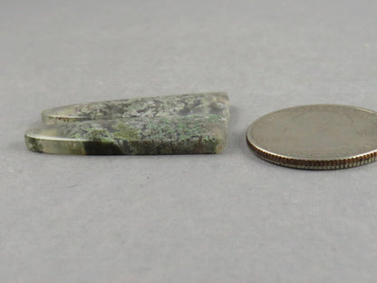 Indonesian Moss Agate Pair | Natural Loose Chalcedony Gemstone | 35x12x4 | AG343 - Moss Agate - GemEnthusiast