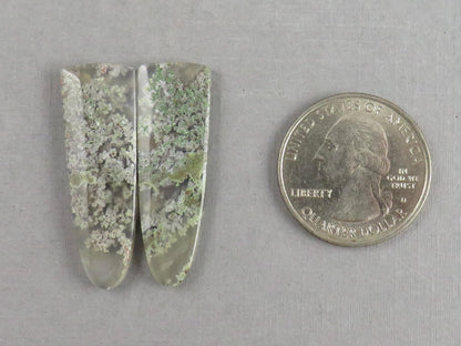 Indonesian Moss Agate Pair | Natural Loose Chalcedony Gemstone | 35x12x4 | AG343 - Moss Agate - GemEnthusiast