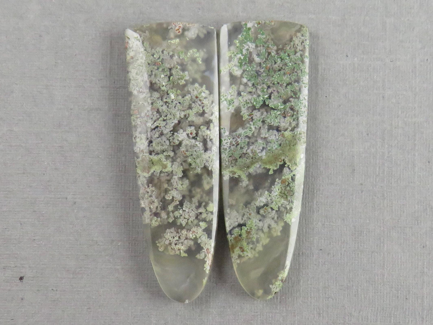 Indonesian Moss Agate Pair | Natural Loose Chalcedony Gemstone | 35x12x4 | AG343 - Moss Agate - GemEnthusiast
