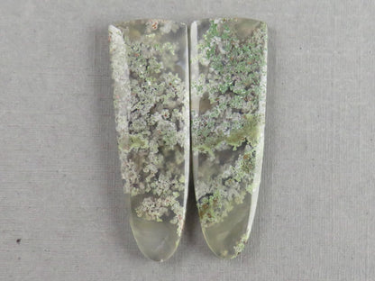 Indonesian Moss Agate Pair | Natural Loose Chalcedony Gemstone | 35x12x4 | AG343 - Moss Agate - GemEnthusiast