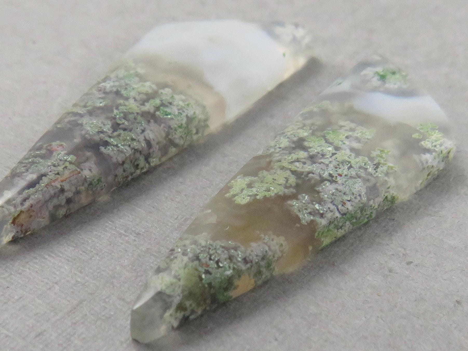 Indonesian Moss Agate Pair | Natural Loose Chalcedony Gemstone | 36x11x3 | AG342 - Moss Agate - GemEnthusiast