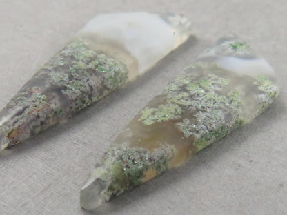 Indonesian Moss Agate Pair | Natural Loose Chalcedony Gemstone | 36x11x3 | AG342 - Moss Agate - GemEnthusiast