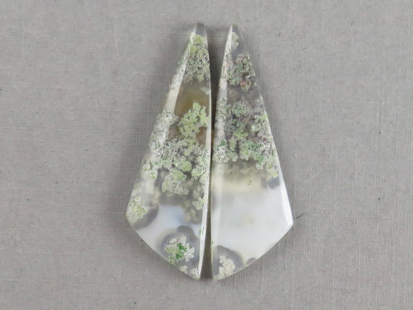 Indonesian Moss Agate Pair | Natural Loose Chalcedony Gemstone | 36x11x3 | AG342 - Moss Agate - GemEnthusiast