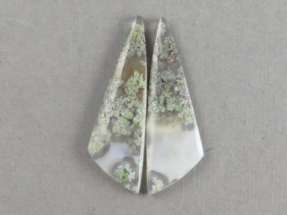 Indonesian Moss Agate Pair | Natural Loose Chalcedony Gemstone | 36x11x3 | AG342 - Moss Agate - GemEnthusiast