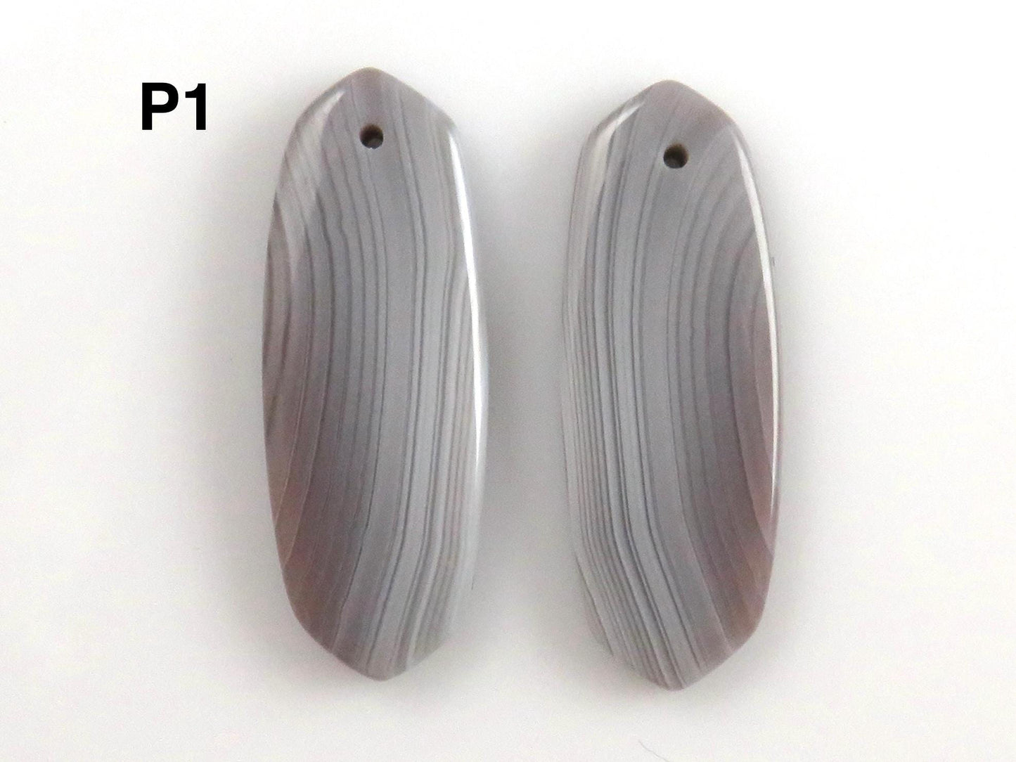 Botswana Agate Bead Pairs | Peach and Gray | Drilled | B110 - Agate - GemEnthusiast