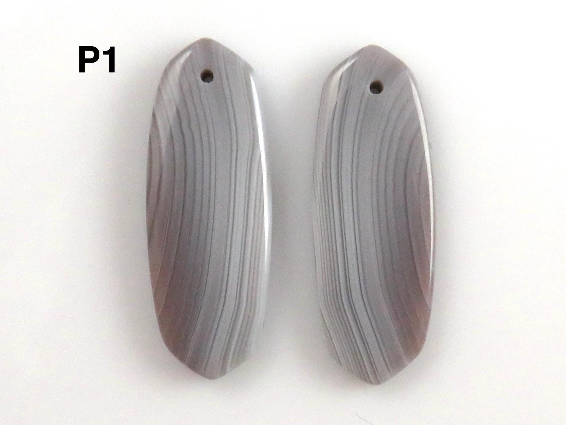 Botswana Agate Bead Pairs | Peach and Gray | Drilled | B110 - Agate - GemEnthusiast