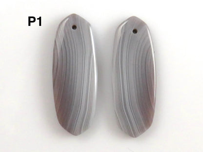 Botswana Agate Bead Pairs | Peach and Gray | Drilled | B110 - Agate - GemEnthusiast