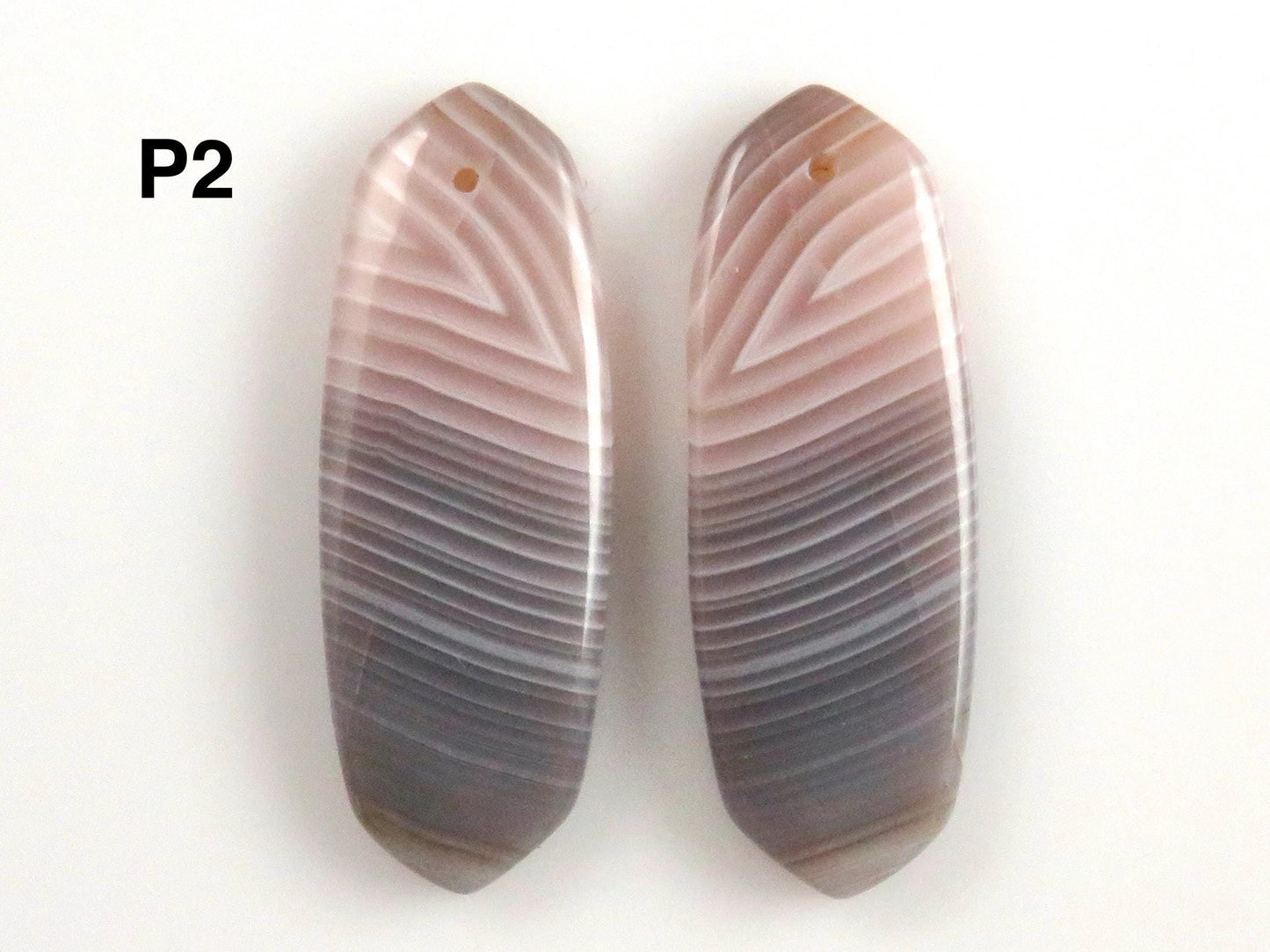 Botswana Agate Bead Pairs | Peach and Gray | Drilled | B110 - Agate - GemEnthusiast