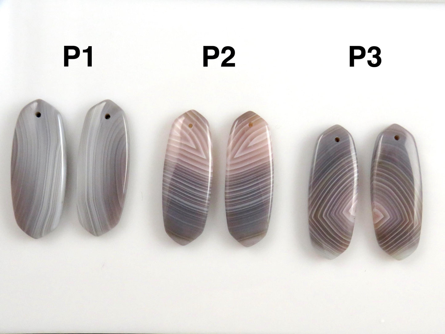 Botswana Agate Bead Pairs | Peach and Gray | Drilled | B110 - Agate - GemEnthusiast